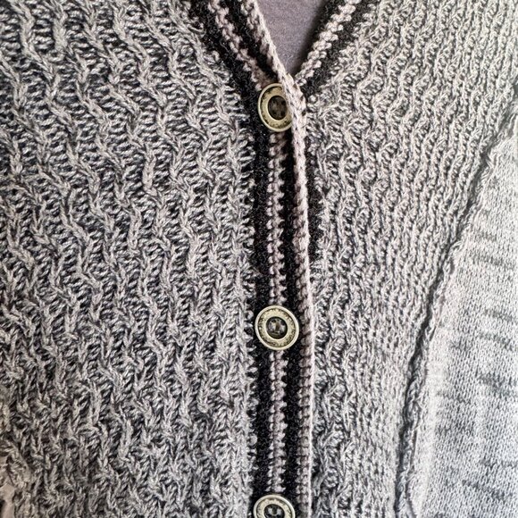 Free People Gray Textured Knit Button-Up Cardigan With Hood & Pockets Womens L - Picture 5 of 11